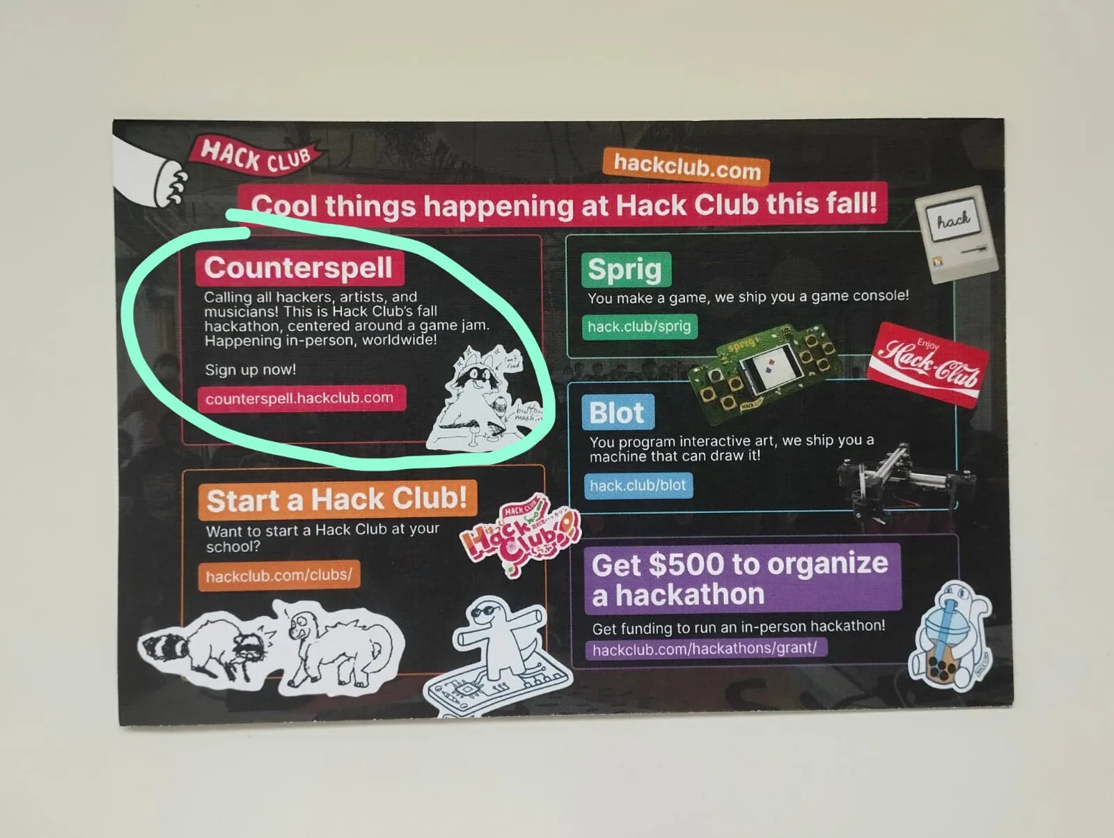Card describing Hack Club's fall programs